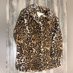 Leopard Print Faux Fur Coat